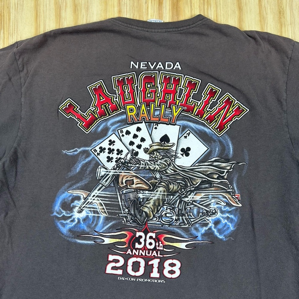 2018 Laughlin Rally T-Shirt Size XL Motorcycle Biker Skeleton Ghost‎ Lightning